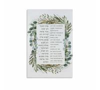 VWWJCCRO Hebrew Home Blessing Prayer Wall-Art Jewish Tradition Print for Family Peace and Joy Living Room Bedroom Decor and Thoughtful Gift(Framed,16x24inch(40x60cm))