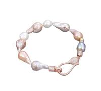 VWWJCCRO Jewelry Natural Pearl 8" Multi Color White Purple Baroque Keshi Pearl Bracelet