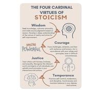 VWWJCCRO Minimalist Stoicism Metal Sign Four Cardinal Virtues Poster Wisdom Courage Justice Temperance Philosophy Quote Wall-Art for Home Office Study Decor 8 X 12 Inch