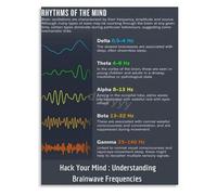 VWWJCCRO Neuroscience Educational Art Brain Waves Frequency Chart Canvas Wall-Art for Student Room Decor(Framed,16x24inch(40x60cm))
