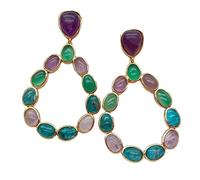 VWWJCCRO Oval Green Agate Amethyst Apatite teardrop Gold Filled Stud Earrings luxury earrings for women