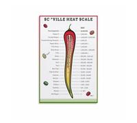 VWWJCCRO Pepper Heat Level Chart Poster, Scoville Scale Guide for Chili Peppers Knowledge, Kitchen Wall Decor Art(Framed,16x24inch(40x60cm))