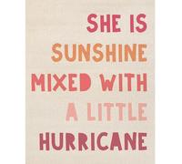 VWWJCCRO Pink Inspirational Quote Poster, She is Sunshine Mixed with a Little Hurricane, Wall Art Decor for Girls Bedroom or Nursery (Unframed,12x18inch(30x45cm))