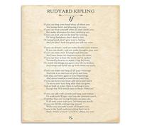 VWWJCCRO Poetry Lovers Gift, If Poem Typography Art Print, Rudyard Kipling Quote on Antique Paper, Wall Decor for Book Lovers Home Library(Unframed,16x24inch(40x60cm))