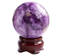 VWWJCCRO Purple Mica Crystal Ball Lepidolite Quartz Sphere Photography Prop with Wooden Base for Home & Party Decor,5.5cm