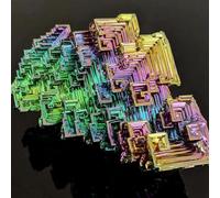 VWWJCCRO Rainbow Colorful Bismuth Metal Crystal Shiny Block Hole Degaussing Jewelry Home Office Decor(80-90g)