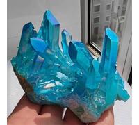 VWWJCCRO Sky Blue Flame Quartz Crystal Ring Cluster Aquarium Wedding Decor Home Decor(160-200g)