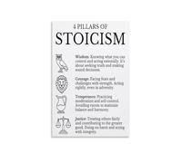 VWWJCCRO Stoic Virtues Poster, The Four Pillars of Stoicism Canvas Art, Philosophy Wall Decor for Book Lovers and Thinkers(Framed,08x12inch(20x30cm))