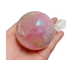 VWWJCCRO Stone Crystal Powder Rose Quartz Point Fit Ball Electroplating Magic Gift Decoration