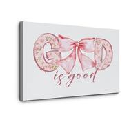 VWWJCCRO Sweet & Blessed Coquette Canvas - God is Inspirational Art with Floral and Bow Design for Young Woman's Space(Framed,12x18inch(30x45cm))