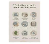 VWWJCCRO Unplug Motivational Poster Healthy Tech Habits Canvas Wall-Art for Living Room Bedroom Decor(Unframed,08x12inch(20x30cm))