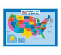 VWWJCCRO USA Map for with State Flags - Laminated Educational Wall for 's Learning(Unframed,12x18inch(30x45cm))