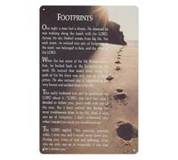 VWWJCCRO Vintage Christian Decor Metal Tin Sign Rustic Footprints Wall Plaque Inspirational Scripture Art for Home Bedroom Prayer Room 8 X 12 Inch