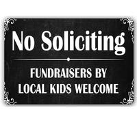VWWJCCRO Welcome Sign for Front Door with a Funny Exception No Solicitors Fundraising By is OK Rustic Tin Hanging Decor 8 X 12 inch