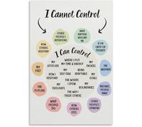VWWJCCRO What I Can & Cannot Control Poster, Stoic Philosophy Mental Health Print, Minimalist Wall-Art for Office, Study, Bedroom, Gift for Overthinkers(Framed,08x12inch(20x30cm))