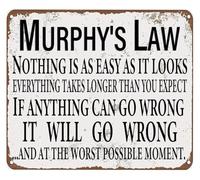 VWWJCCRO Wisdom Murphys Law Expect Everything Wrong Tin Plaque 12x8 Inch