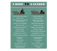 VWWJCCRO Workplace Ethics Poster Boss Vs Leader Comparison Canvas Art For Office Wall And Corporate Gift Inspiration(Unframed,08x12inch(20x30cm))