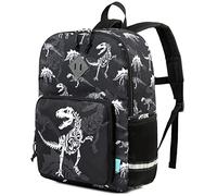 VX VONXURY Kids Backpack, 12.3L Lightweight Water-resistant Toddler Backpack for Boys Age 3-8, Cute Preschool School Bag with Chest Strap, Fits A4 Books (Black Dinosaur)