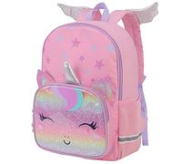 VX VONXURY Kids Backpack, 12.3L Lightweight Water-resistant Toddler Backpack for Girls Age 3-8, Cute Preschool School Bag with Chest Strap, Fits A4 Books (Glitter Unicorn)