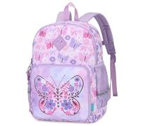 VX VONXURY Kids Backpack, 12.3L Lightweight Water-resistant Toddler Backpack for Girls Age 3-8, Cute Preschool School Bag with Chest Strap, Fits A4 Books (Pink Butterfly)