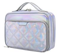 VX VONXURY Pencil Case, Large Capacity Pencil Pouch Portable Cosmetic Bag with 2 Detachable Layers 54 Slots Multiple Pen Organized for School Office College,Silver