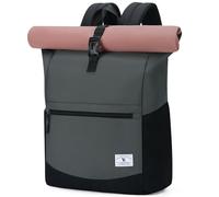 VX VONXURY Roll Top Backpack for Women,15.6 inch Laptop Backpack for Men,Water Resistant Top Open Casual Daypack for School Work Travel，Gray and Pink