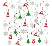 Vxcbad 30PCS Christmas Ceiling Decorations,Christmas Hanging Swirls Decorations, Tree, Bell, Reindeer, Snowflake for Indoor/Outdoor Tree - Traditional & Foil Xmas Party Decoration