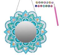 Vxcvzv 1 Pair Diamond Painting DIY Diamonds Paint Mirror Craft Set Mandala Cosmetic Mirrors Birthday Gift Toy for Ladies Women (Blue)