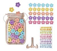 Vxcvzv 1Pcs Reward Jar for Children's Behavior, Wooden Reward Chart for Children's Good Behavior with 30 Stars, Reward Chart for Daily Routine Bedtime Chores Class (Flower)