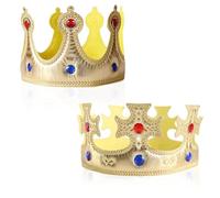 Vxcvzv 2 Pieces Gold Crown King Queen Crowns for Kids Birthday Party, Accessory Prop for Halloween and Costume Parties