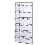 Vxcvzv 24 Large Pockets Over Door Shoe Storage Organiser, Hanging Shoe Storage Door Shoe Rack, Mesh Pockets Hanging Shoe Rack for Wardrobe Livingroom Bedroom, White