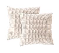 Vxcvzv 2Pcs Corduroy Cushion Covers, 18x18 inch Fluffy Pillows Cases, Decorative Throw Pillow Covers with Zipper for Sofa Bed Livingroom Bedroom Boho Home Decor (Cream White)
