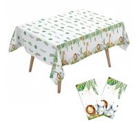 Vxcvzv 3 Pack Jungle Animal Tablecloths 220x130cm Waterproof Birthday Party Decorations for Kids Baby Shower Safari Theme Party Supplies (2, Animal, 220 * 130cm)
