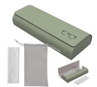 Vxcvzv 3Pcs Hard Shell Glasses Case Set, PU Leather Sunglasses Case with Cleaning Cloth and Bag, Protective Eyeglass Spectacle Cases for Women Men Travel Work Study (Green)