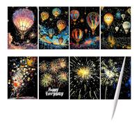 Vxcvzv 8pcs A4 Scratch Art Kit,Glow in The-Dark Engraving Craft Set with Butterfly and Whale Designs,Arts and Crafts Gifts for KidsTeens Adults Birthday Presen (Stlye 2, Black)