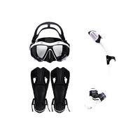 VXDEFP Scuba Diving Tank Set Adult Professional Fins Diving Goggles Snorkel Snorkeling Three-piece Suit Silicone Anti-fog Tempered Glass Mask(Nero)