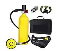 VXDEFP Scuba Diving Tank Set Diving Oxygen Cylinder 1L Capacity Portable Diving Respirator(Blackhead in yellow bottle)