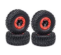 VXELY 110mm RC Car Rubber Tires Wheel Rim Set 1/10 Short Course Truck, for ARRMA, SENTON 4X4 550 MEGA XLH 9125, for Traxxas, Slash Rc Car Tyre(7544 red)