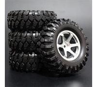 VXELY 4PCS 1/10 1.9Inch Off Road Climb Rock Crawler Car Tires Super Soft 96MM Rubber Tyre Metal Wheel Rim, for Tamiya, CC01 D90 110 Rc Car Tyre(White)