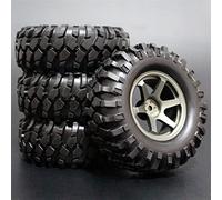 VXELY 4PCS 1/10 1.9Inch Off Road Climb Rock Crawler Car Tires Super Soft 96MM Rubber Tyre Metal Wheel Rim, for Tamiya, CC01 D90 110 Rc Car Tyre(Brown)