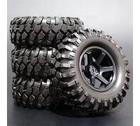 VXELY 4PCS 1/10 1.9Inch Off Road Climb Rock Crawler Car Tires Super Soft 96MM Rubber Tyre Metal Wheel Rim, for Tamiya, CC01 D90 110 Rc Car Tyre(Black)