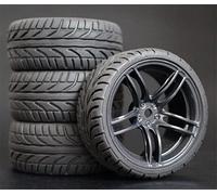 VXELY 4pcs 1/10 On-Road Car Tires 26 * 64MM ABS Wheel Rim Rubber Tyre 9065, for HSP, for Tamiya, for HPI, for Kyosho, for Sakura, 94122 94123 D3 D4 Tt02 Rc Car Tyre(9065-8002)