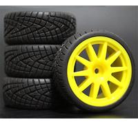 VXELY 4pcs 1/10 On-Road Car Tires 26 * 64MM ABS Wheel Rim Rubber Tyre 910, for HSP, for Tamiya, for HPI, for Kyosho, 94122 94123 D3 D4 Tt02 Rc Car Tyre(910Y-8001)