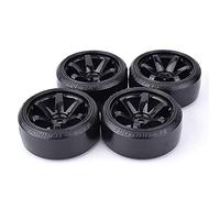 VXELY 4PCS 1/10 RC Drift Cars Hot Wheel Hub Hard Pattern Tyre 1: 10, for, for Traxxas, for HSP, for HPI, for Sakura, TT01, for, for Tamiya, RC Drift Car Accessories Rc Car Tyre(Black)