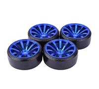 VXELY 4PCS 1/10 RC Drift Cars Hot Wheel Hub Hard Pattern Tyre 1: 10, for, for Traxxas, for HSP, for HPI, for Sakura, TT01, for, for Tamiya, RC Drift Car Accessories Rc Car Tyre(Blue)