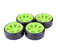 VXELY 4PCS 1/10 RC Drift Cars Hot Wheel Hub Hard Pattern Tyre 1: 10, for, for Traxxas, for HSP, for HPI, for Sakura, TT01, for, for Tamiya, RC Drift Car Accessories Rc Car Tyre(Green)
