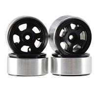 VXELY 4PCS, for Hot Wheels, 1. 0 Inch Metal Beadlock Rims Tires 1/24 RC Crawler RC Car, for Axial, SCX24 90081, for RGT, Rc Car Tyre(2403BK black)