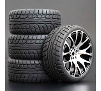 VXELY 4Pcs, for HSP, for HPI Racing, Tires Tyre Metal Wheel Rim 4Pcs RC 1/10 On-Road Car, for HSP, 94123/94103/94122 D4/D3 FW06 7y-h Rc Car Tyre(7Y-H-8003)