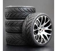 VXELY 4Pcs, for HSP, for HPI Racing, Tires Tyre Metal Wheel Rim 4Pcs RC 1/10 On-Road Car, for HSP, 94123/94103/94122 D4/D3 FW06 7y-h Rc Car Tyre(7Y-H-6086)