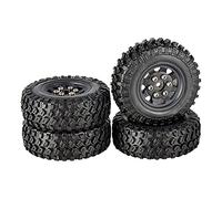 VXELY 4PCS Micro Wheel Beadlock Rims Rubber Tires 49 * 18mm 1/24 RC Crawler Car, for Axial, SCX24 90081, for RGT Rc Car Tyre(2401 black)